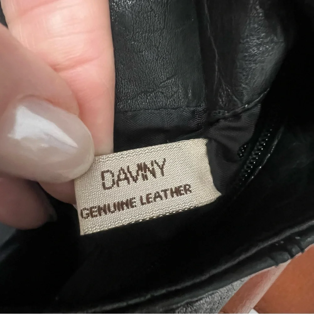 Hara Daviny Genuine Leather Vintage Shoulder Bag Black Brown Double Handle Purse